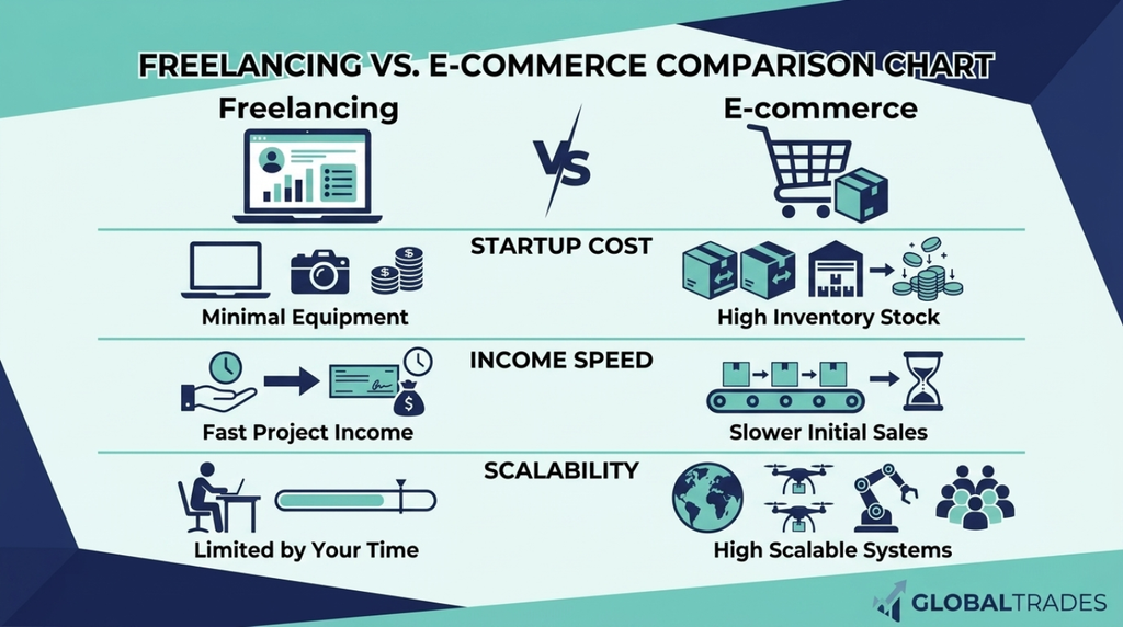 Freelancing vs e-commerce Pakistan comparison