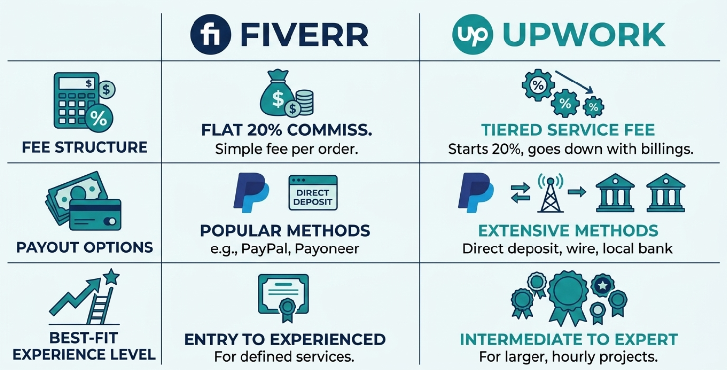 Fiverr and upwork comparison 